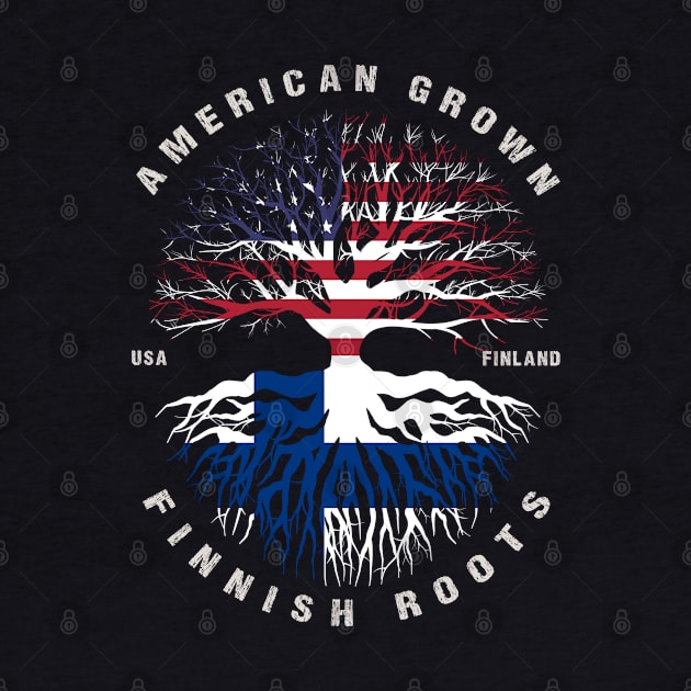 American Grown Finnish Roots Finland Flag by heart teeshirt